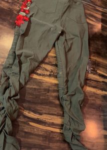 Olive Green Floral Pants