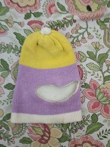 Cute money cap Pastel Colorblock Knit Balaclava