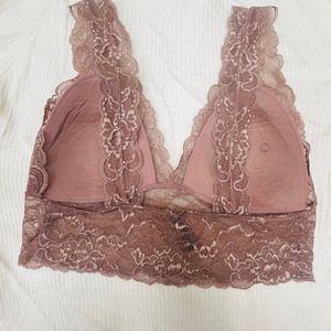 Wattiertes Bralette aus Spitze - Puderrosa - DAMEN