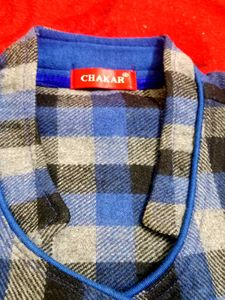 New Warm Blue Plaid Dress