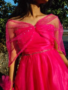 Hot Pink Bow princess gown With Hand Cuffs