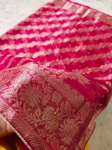 Organza Saree With Blouse Piece Very Nice 💕