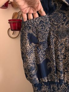 Stylish Jumpsuit, Navy Paisley Sleeveless