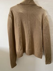 Tan Knit Zip-Up Jacket