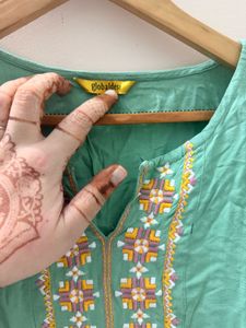 Embroidered Green Tunic Top