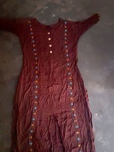 Burgundy Color Kurti Rayon Far Dally Use