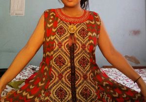 Elegant Patterned Anarkali Dress