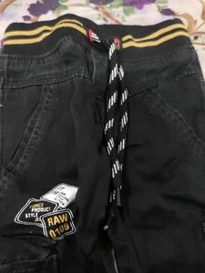 Boys Black Denim Cargo Pants Shirt
