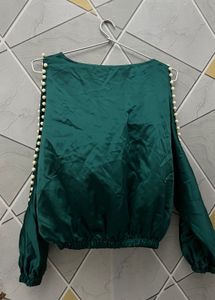 Emerald Green Pearl Blouse