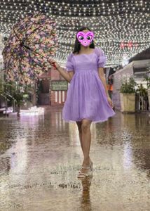 Lavender Puff Sleeve Mini Dress
