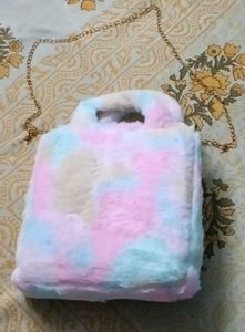 Pastel Plush Handbag with Teddy