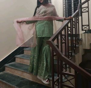 Elegant pista green sharara Set 💚(no dupatta)