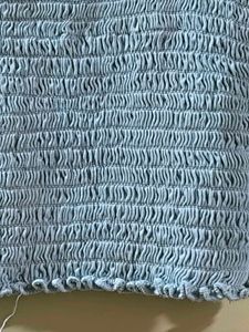 Blue Smocked Ruffle Tank Top
