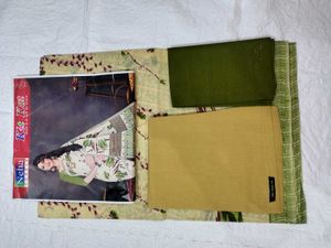100% Pure Cotton Saree With Blouse And Peticoat