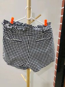 Checked Black N White Shorts