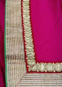 Hot Pink Sari with Gold Border