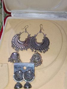 Silver Oxidised New Earrings Three Pair Combo