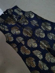 Elegant Blue &amp; Gold Maxi Dress