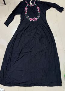 Black Floral Embroidered Maxi Dress