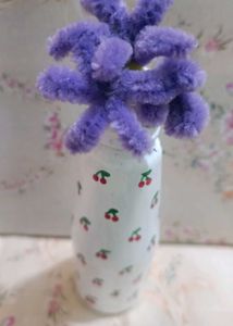 Cherry Vase with Purple Flowers