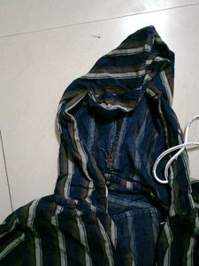 Striped Hooded Shirt