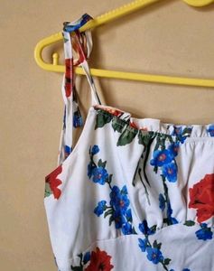 Tie Up Sleeves Floral Dress