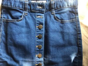 Denim Button-Front Skirt