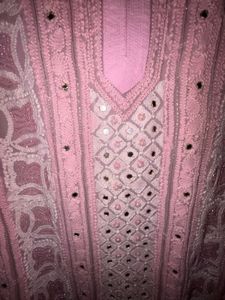 Pure Chikankari Kurta With Pearl Embroidery