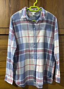 Blue Plaid Button-Down Shirt