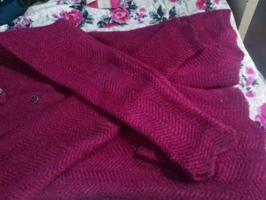 Burgundy Buttoned Coat