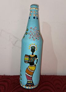 Hand Painted Glass Bottle For Showpiece.