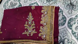 Purple Embellished Saree