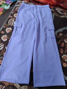 Lavender Wide Leg Cargo Pants