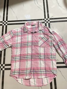Pink Plaid Flannel Shirt