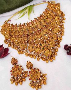 Gold Plated Necklace and Earrings Jewellery Set