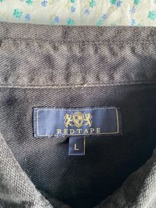 Redtape Black Denim Jeans Wash Casual Shirt