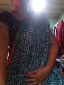 Blue Saree With White Dots
