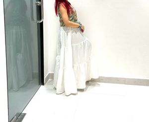 White Tiered Maxi Skirt