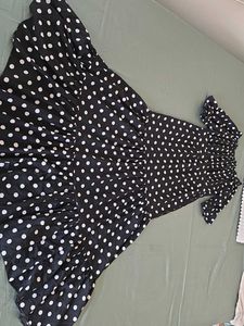 Polka Dot Flared Midi Dress