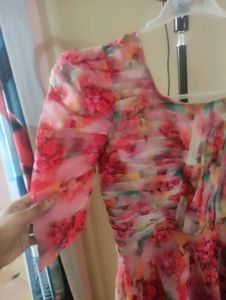 Organza Flared Frock,With Pleates
