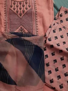 Peach Colour Glace Cotton Suit