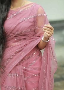 Blush Pink Sequin Saree