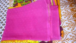Elegant Pink &amp; Yellow Saree