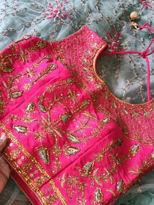 Pink And Sea Green Lehnga With Dupatta
