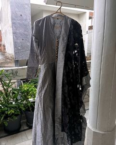 Floral Gown With Net Dupatta