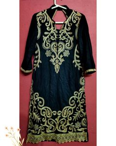 Embroidered Black Golden Suit Set