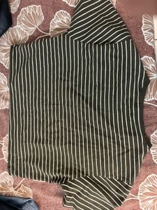 Striped Olive Green T-shirt(westside)