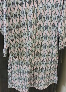Patterned Button-Down Shirt Dress