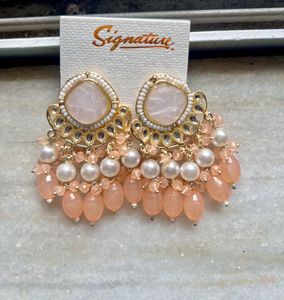 Peach Beaded Earrings
