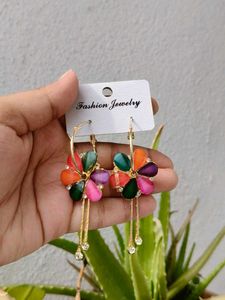 Vibrant Multicolor Floral Dangle Earrings